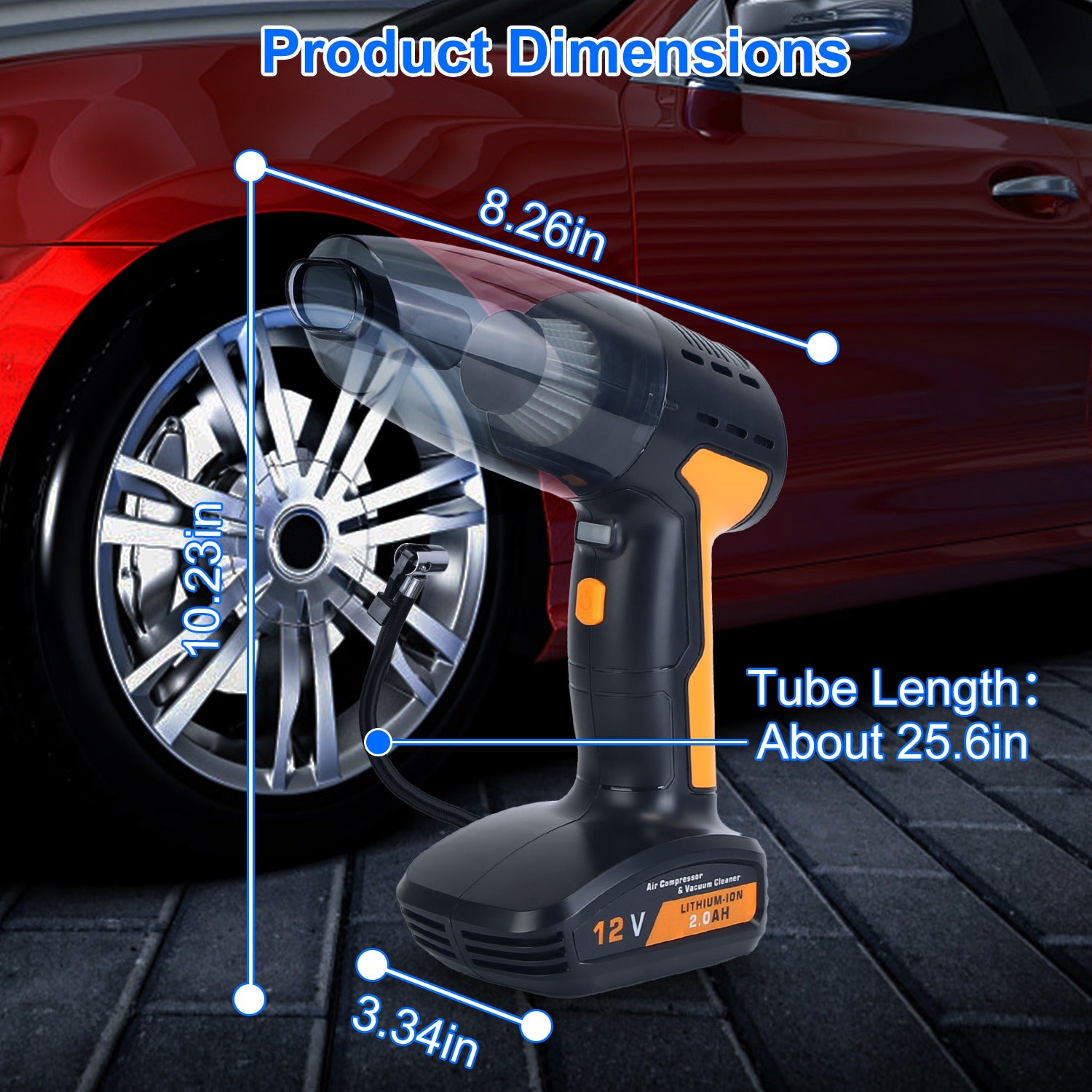 4-in-1 Cordless Car Vacuum & Tire Inflator – Portable Emergency Tool